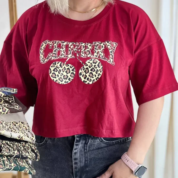 کراپ نخ پنبه Cherry با طرح عینک پلنگی