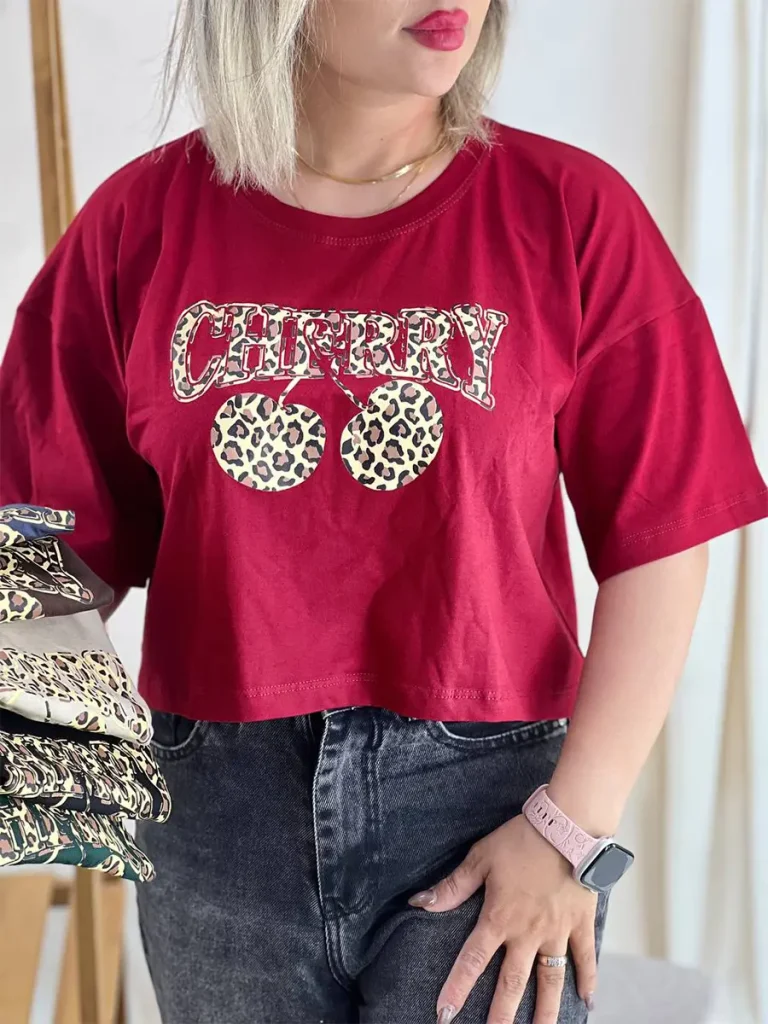 کراپ نخ پنبه Cherry با طرح عینک پلنگی